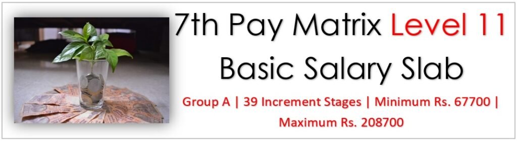7th Pay Commission Pay Matrix Level 11 Basic Salary Slab