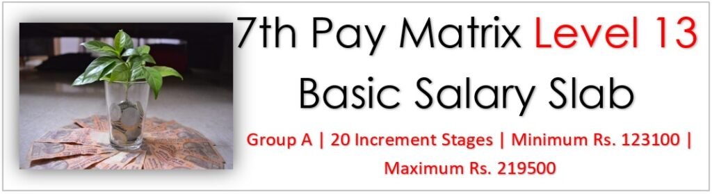7th Pay Commission Pay Matrix Level 13 Basic Salary Slab