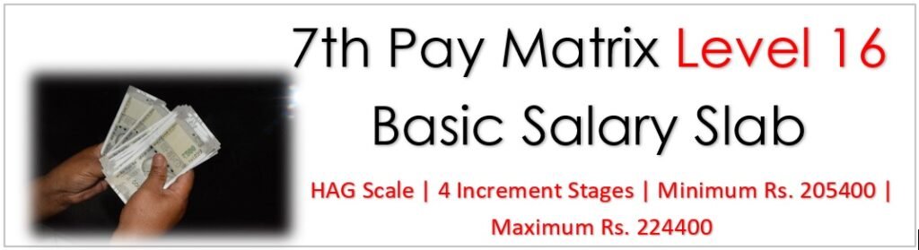 7th Pay Commission Pay Matrix Level 16 Basic Salary Slab
